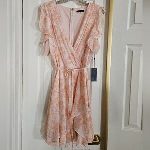 Tommy Hilfiger Floral Wrap Dress in Peach and Cream